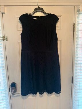 Classic Navy Lace A-Line Mini Dress